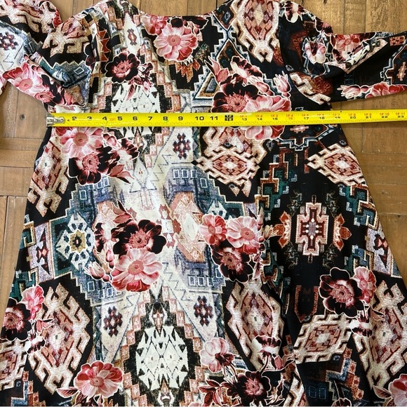 Show Me Your Mumu Jamie Tunic Mini Babydoll Dress XS Tribal Floral Mixed Print - Picture 8 of 9